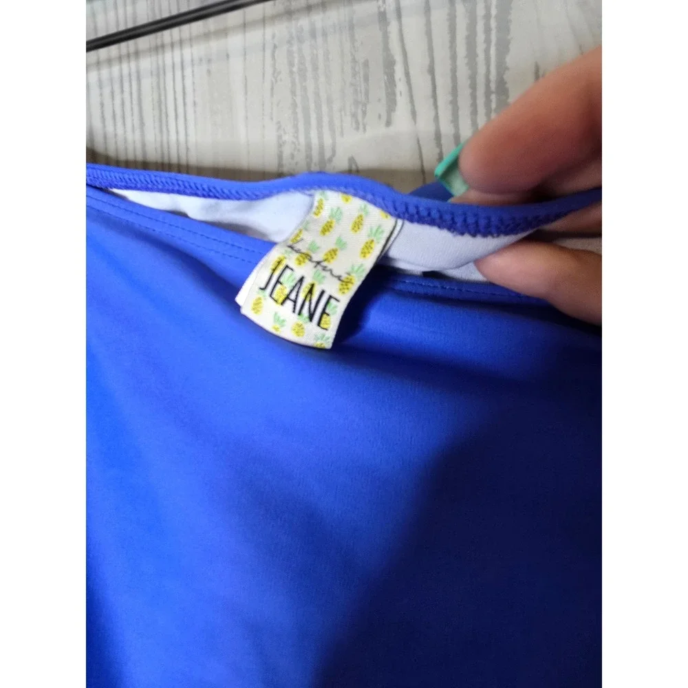 Kortni Jean Royal Blue Ruched High Waisted Bikini Swim Bottoms Womens XL - Picture 2 of 4